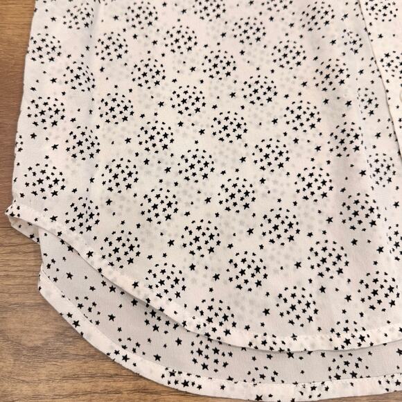 Equipment Slim Signature Silk Button Down Shirt White w Black Stars size Small - Picture 4 of 11